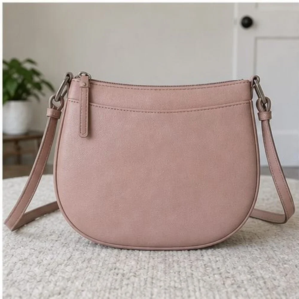Gray Suede Crossbody Bag